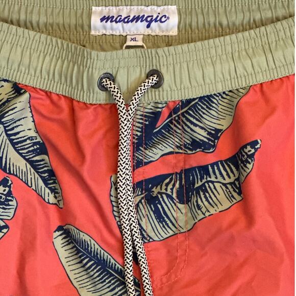 Maamgic Men's Swim Trunks Banana Leaves Size XL Tropical Quick Dry Mesh Lining - Picture 4 of 11
